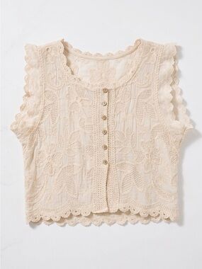 Embroidered Cotton Button Shirt lace summer fall spring coastal beach